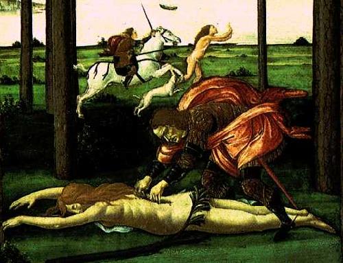 BOTTICELLI, Sandro The Story of Nastagio degli Onesti (detail of the second episode)  dghg oil painting picture